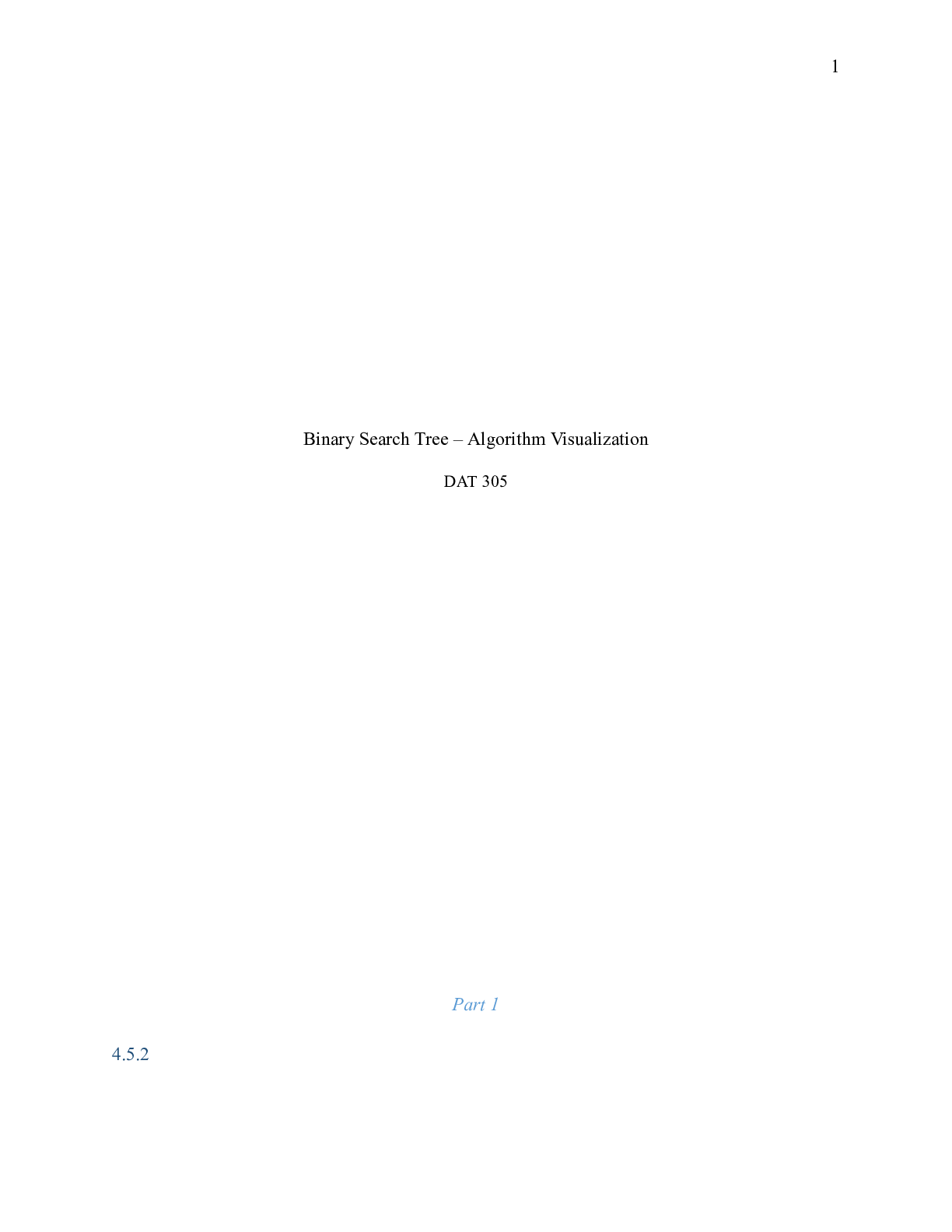 Preview image of DAT305_wk4_Binary_Search_Tree.docx    Binary Search Tree “ Algorithm Visualization  DAT 30 document